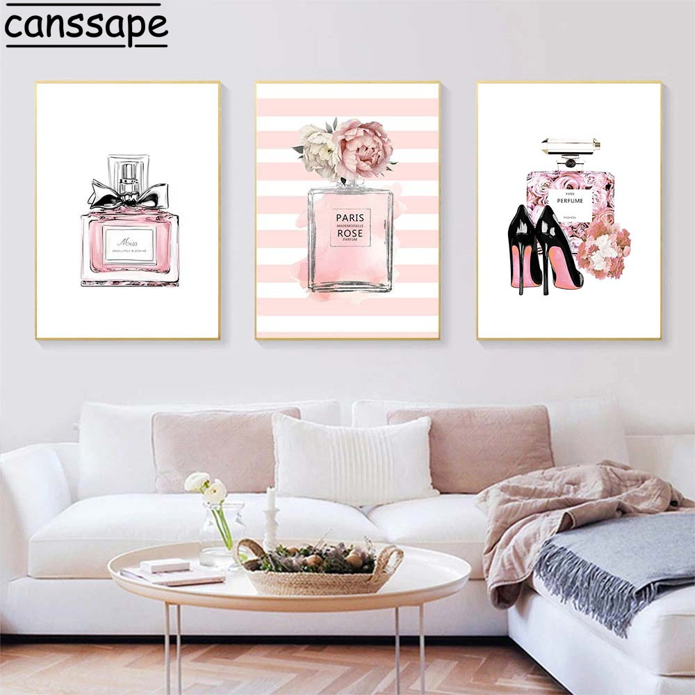 Room Spray Bottle - Modern Poster Pink Perfume Bottle Wall