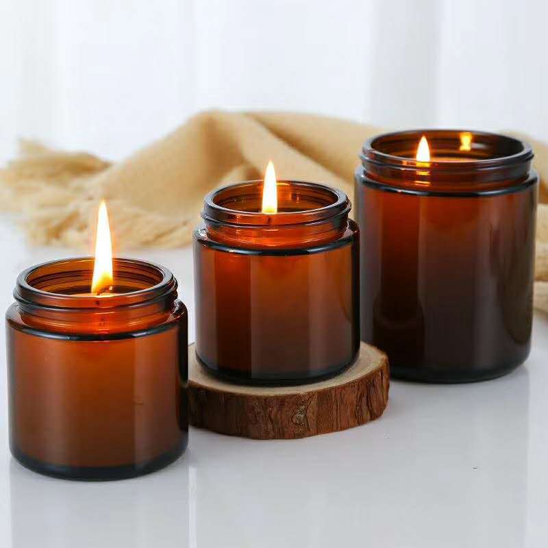 6pc 100/250ml Amber Glass Cand - Amber Jar Candle 评论和价格
